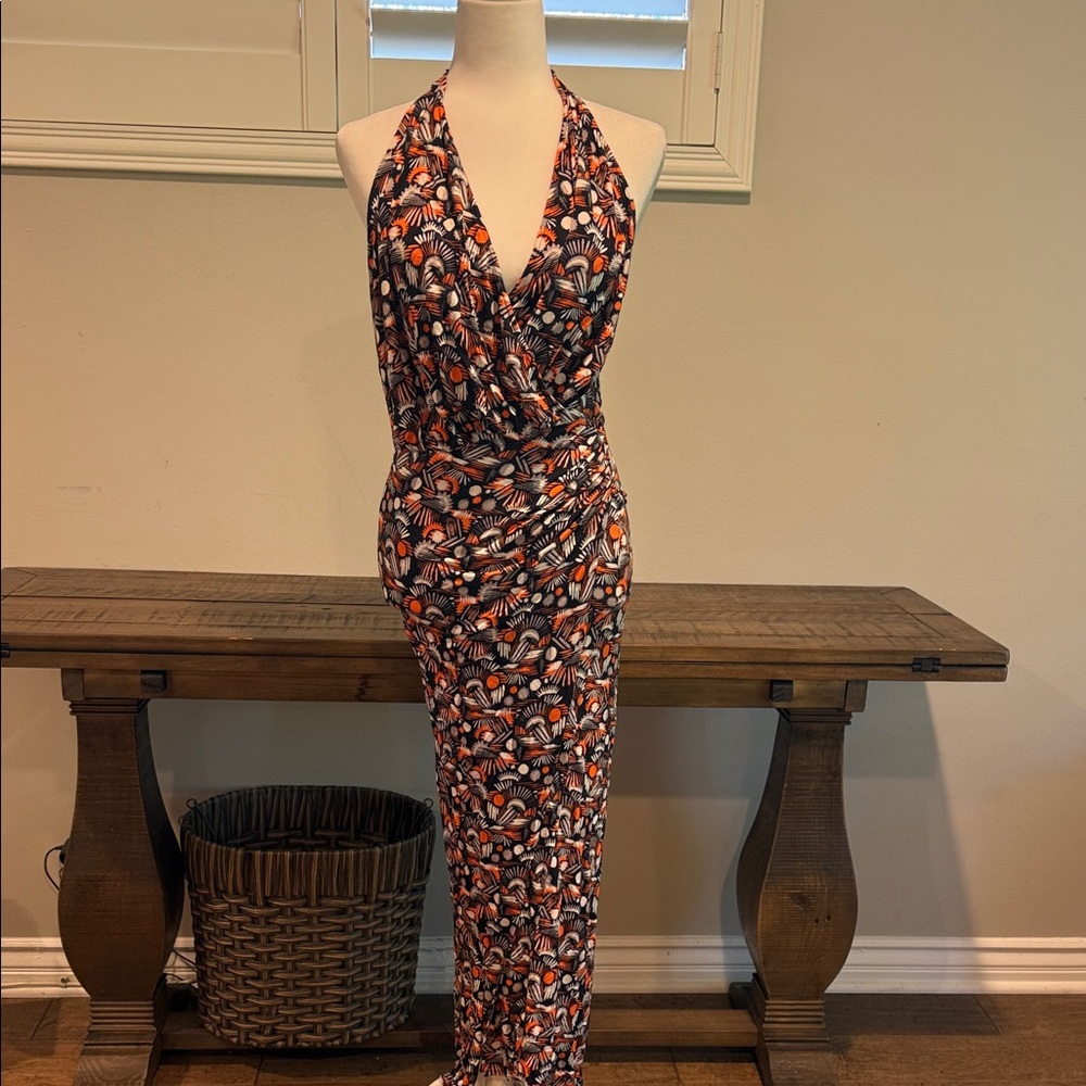 Free People Halter Dress - Black and Orange Pattern. Belt not included. - Picture 6 of 11